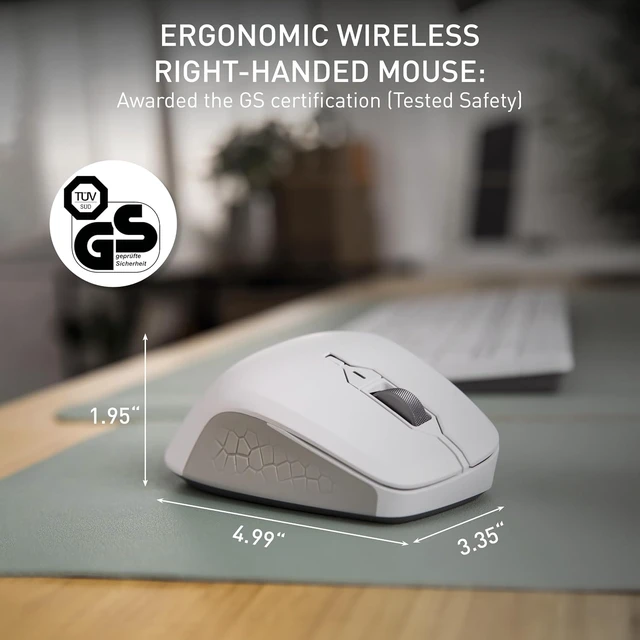 Alt view image 2 of 7 - Cherry Stream Mouse Comfort, Wireless Ergonomic Mouse with Rubberized Thumb Rest, for Right-Handers, 2.4 GHz, 6 Whisper-Quiet Buttons, Battery-Powered, White