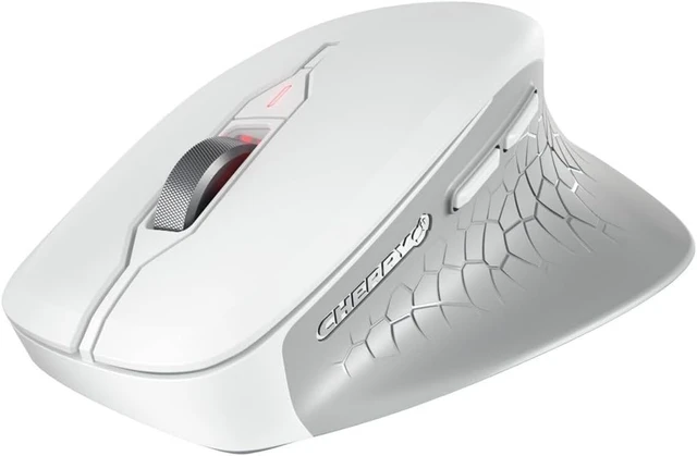 Alt view image 4 of 7 - Cherry Stream Mouse Comfort, Wireless Ergonomic Mouse with Rubberized Thumb Rest, for Right-Handers, 2.4 GHz, 6 Whisper-Quiet Buttons, Battery-Powered, White