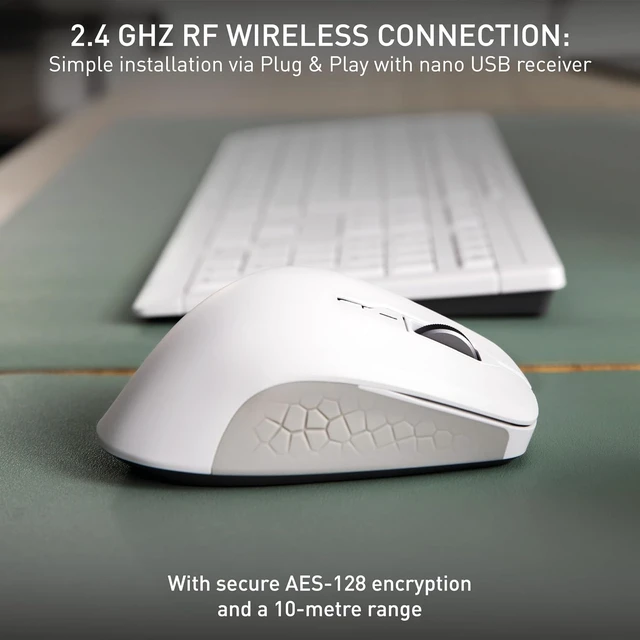 Alt view image 5 of 7 - Cherry Stream Mouse Comfort, Wireless Ergonomic Mouse with Rubberized Thumb Rest, for Right-Handers, 2.4 GHz, 6 Whisper-Quiet Buttons, Battery-Powered, White