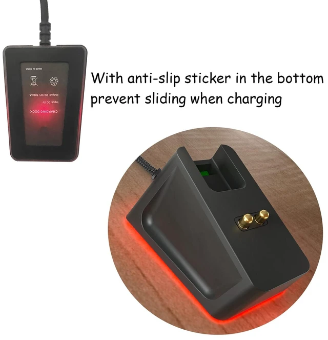 Alt view image 4 of 7 - Charging Dock with 4.9Ft USB Charging Cable Fits for Razer Naga Pro/DeathAdder/Basilisk/Viper Ultimate Gaming Mouse,Magnetic Dock with Charge Status Indicator and Anti-Slip Sticker