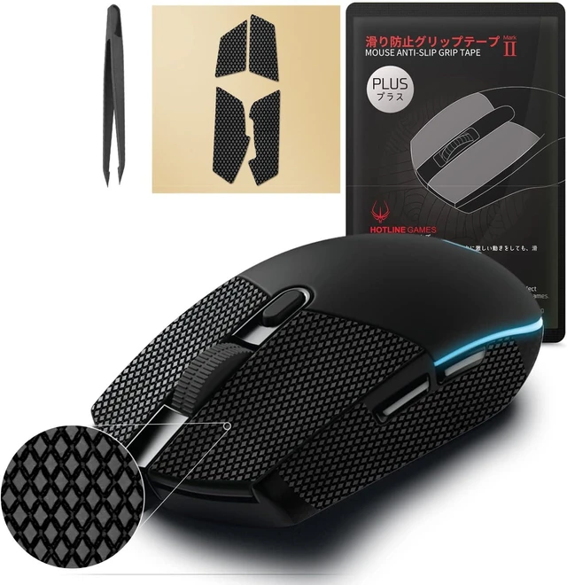 Main image of HOTLINEGAMES 2.0 Plus Anti Slip Grip Tape Compatible with Logitech G305, G203, G102, G304, G Pro Wired Gaming Mouse Skins, Sweat Resistant, Cut to Fit, Easy to Apply, Professional Mice Upgrade