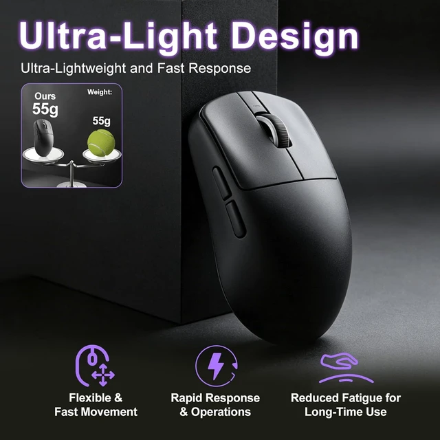 Alt view image 5 of 7 - ATK R1 SE+ Wireless Gaming Mouse, 18000 DPI,Tri-Mode Mouse(Black)