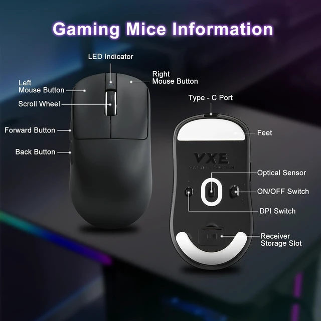 Alt view image 7 of 7 - ATK R1 SE+ Wireless Gaming Mouse, 18000 DPI,Tri-Mode Mouse(Black)