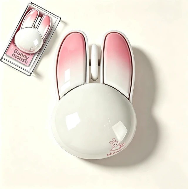 Main image of Wireless Mouse Bluetooth Cute Bunny Shape Small Quiet USB Optical Silent Funny Travel Cordless Mice for PC Laptop Desktop Computer Apple iPad Mac Macbook Air Pro Dell HP Chromebook Kids Women Men Gift