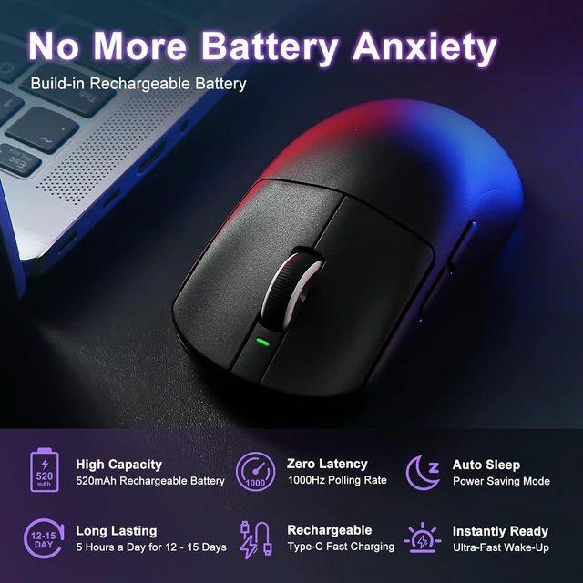 Alt view image 2 of 7 - ATK R1 SE+ Wireless Gaming Mouse, 18000 DPI,Tri-Mode Mouse(Black)