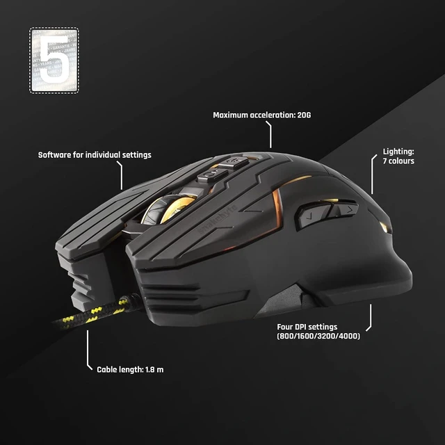 Alt view image 7 of 7 - Snakebyte Pro Optical Gaming Mouse for The Best Results By Casual And Pro Players Ergonomic Wired Professional USB Gaming Mouse for PC or Console Gamer with reprogrammable 7 Color LED, SB909689
