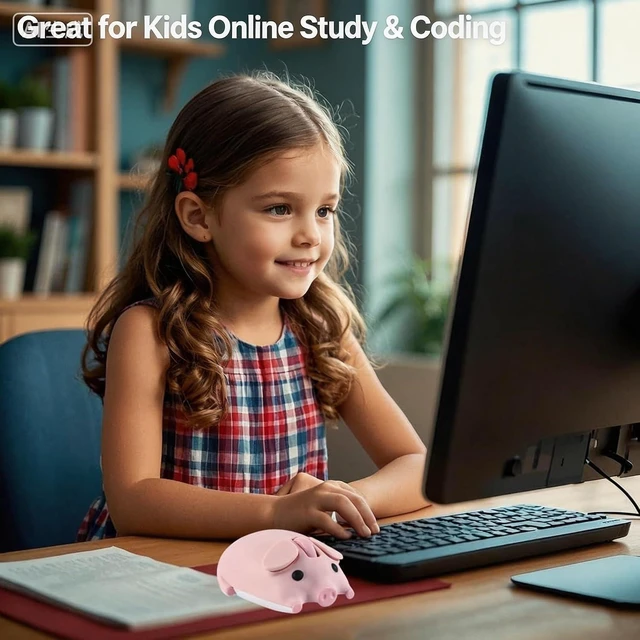 Alt view image 2 of 7 - Wireless Mouse Pink Cute Pig Design Bluetooth Dual Mode Portable Compact Lightweight Silent Optical Kawaii Mice for PC Laptop Computer Tablet Macbook Pro/Air Kids Girls Student Home School Office Gift