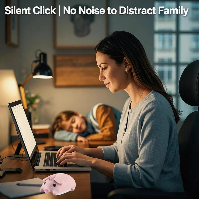 Alt view image 5 of 7 - Wireless Mouse Pink Cute Pig Design Bluetooth Dual Mode Portable Compact Lightweight Silent Optical Kawaii Mice for PC Laptop Computer Tablet Macbook Pro/Air Kids Girls Student Home School Office Gift