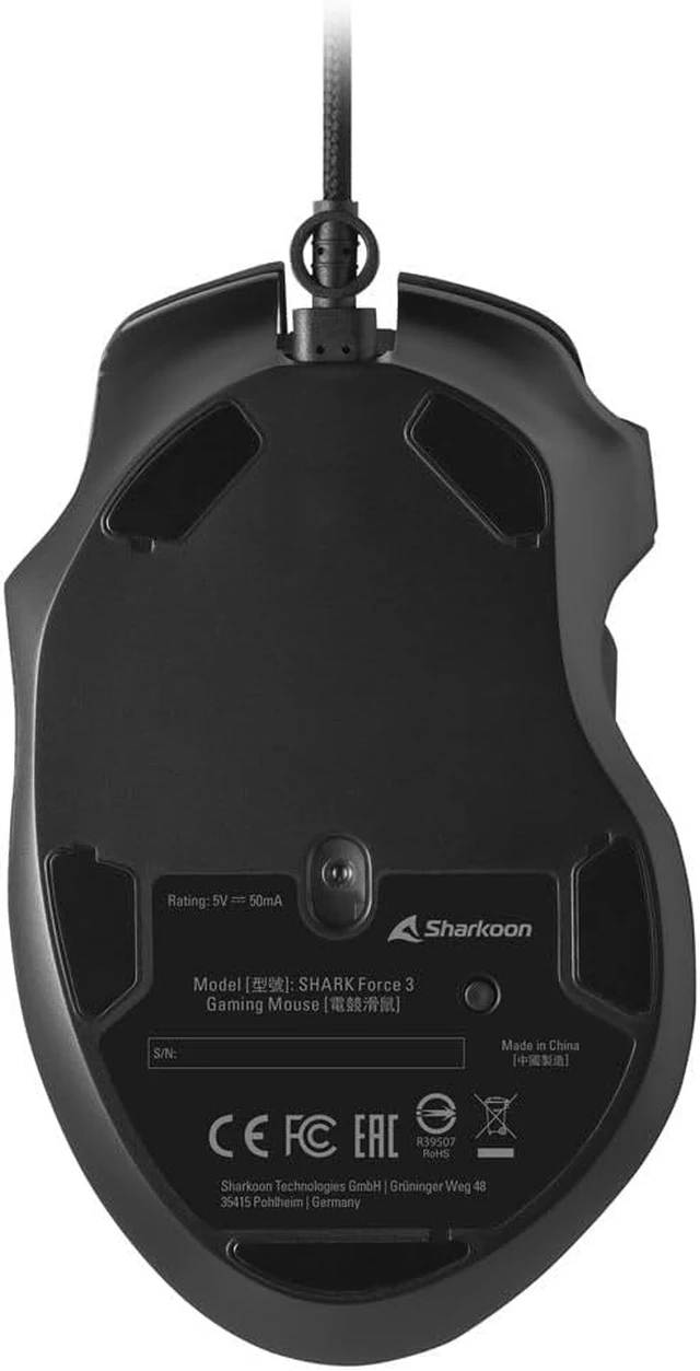 Alt view image 5 of 7 - Sharkoon Shark Force 3 USB Wired Gaming Mouse, Black