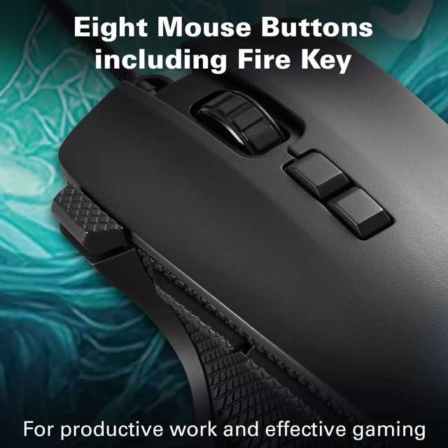 Alt view image 7 of 7 - Sharkoon Shark Force 3 USB Wired Gaming Mouse, Black