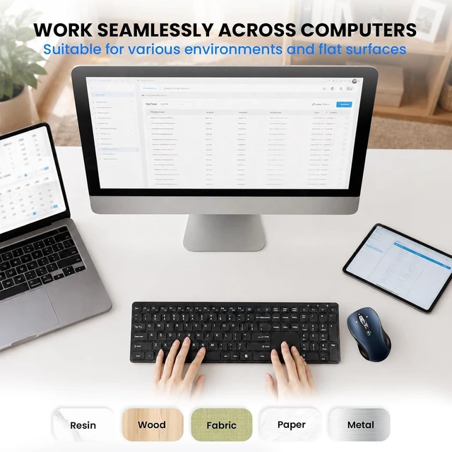 Alt view image 6 of 7 - INFINMIND Bluetooth Wireless Mouse for Laptop,USB+BT×2,USB-C Charging,Quiet Multi Device Mouse,Metal 4-Way Super Scrolling,± 3200 DPI,9 Buttons,Ergo Computer Cordless Mice,for iPad/Tablet/Mac/PC/Phone