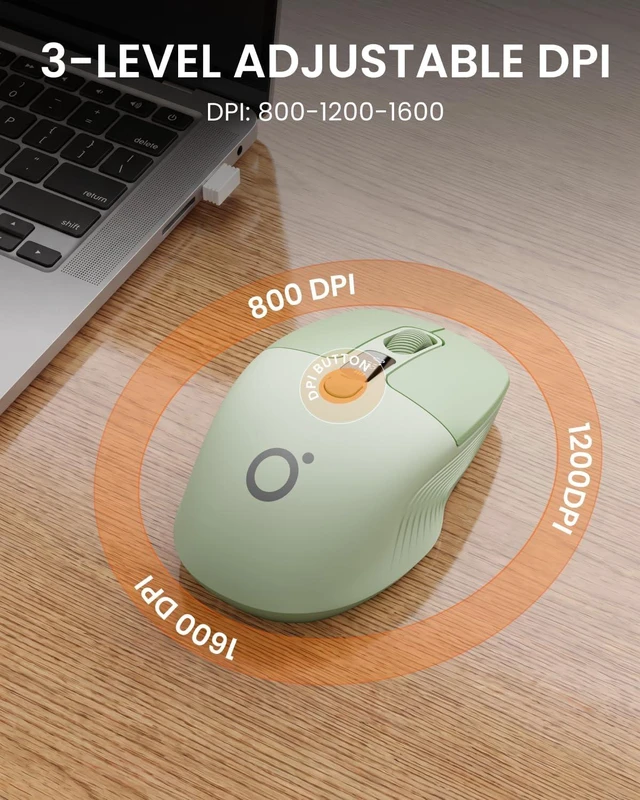 Alt view image 6 of 7 - Wireless Mouse with LED Display for Laptop, Rechargeable, Quiet - Green