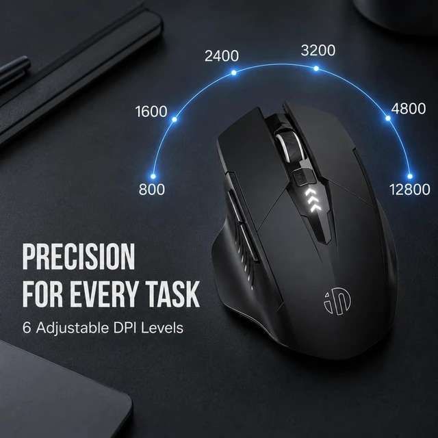Alt view image 2 of 7 - INPHIC Upgraded Silent Rechargeable Wireless Mouse, 12800 DPI Gaming Mouse
