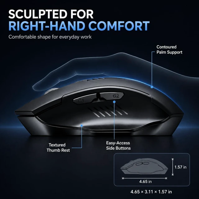 Alt view image 6 of 7 - INPHIC Upgraded Silent Rechargeable Wireless Mouse, 12800 DPI Gaming Mouse