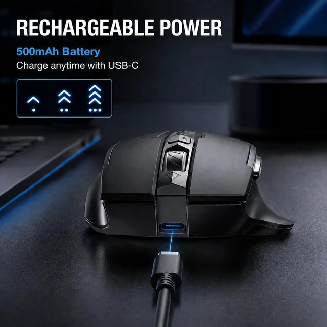 Alt view image 7 of 7 - INPHIC Upgraded Silent Rechargeable Wireless Mouse, 12800 DPI Gaming Mouse
