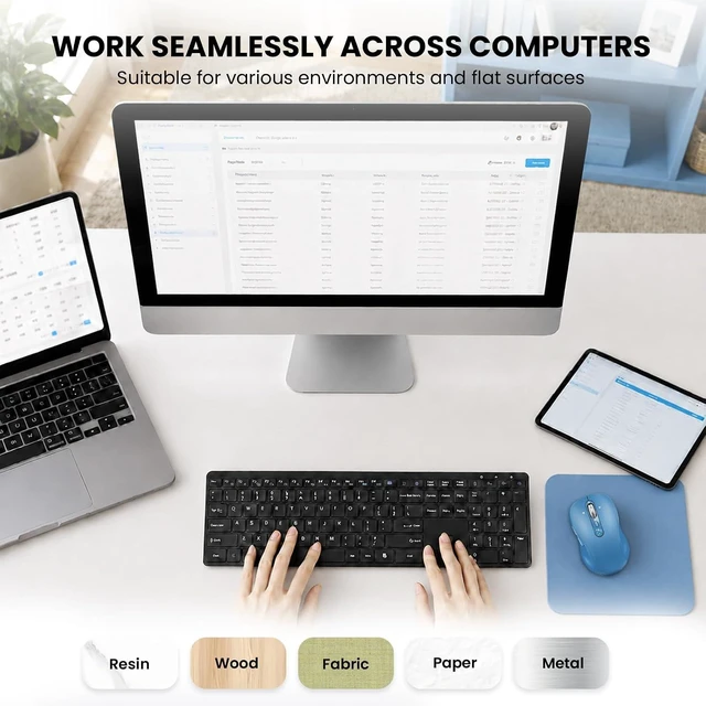 Alt view image 7 of 7 - Wireless Bluetooth Mouse Rechargeable,USB+BT×2,Multi Device Quiet Ergo Computer Mouses,Metal 4-Way Super Scrolling,± 3200 DPI,10 Button,Plug&Play,Cordless Mice for Laptop,Tablet,Mac,iPad,PC,Phone-Blue