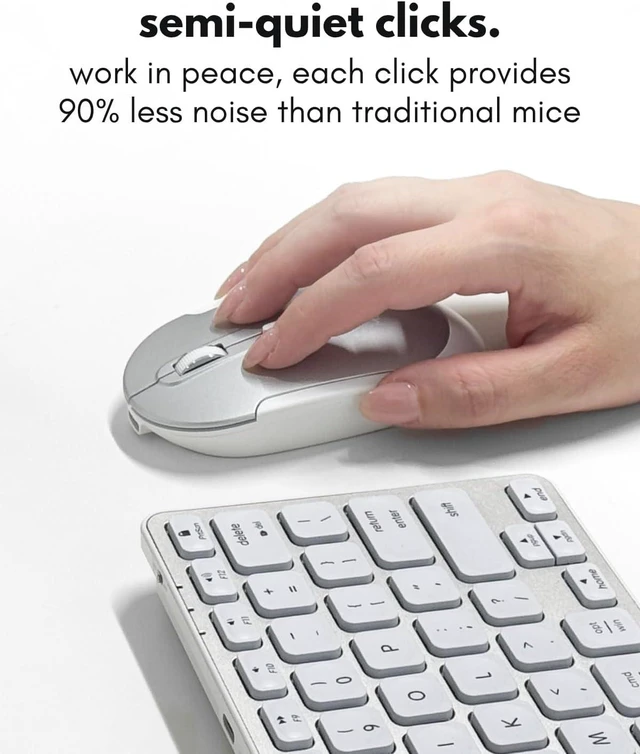 Alt view image 5 of 7 - Macally Wireless Bluetooth Mouse for Mac, MacBook Pro/Air, iPad, and PC - Comfortable and Quiet Compatible Wireless Apple Mouse - Rechargeable Battery - Silver