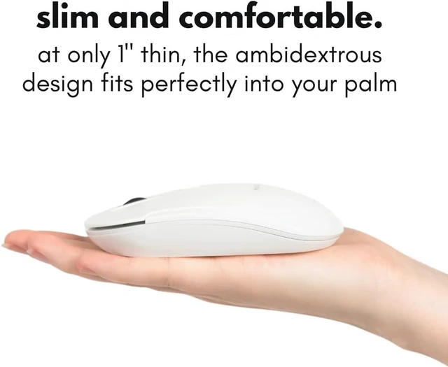 Alt view image 4 of 7 - Macally Wireless Bluetooth Mouse for Mac, MacBook Pro/Air, iPad, and PC - Quiet Click and Comfortable Compatible Apple Mouse Wireless - Rechargeable - White