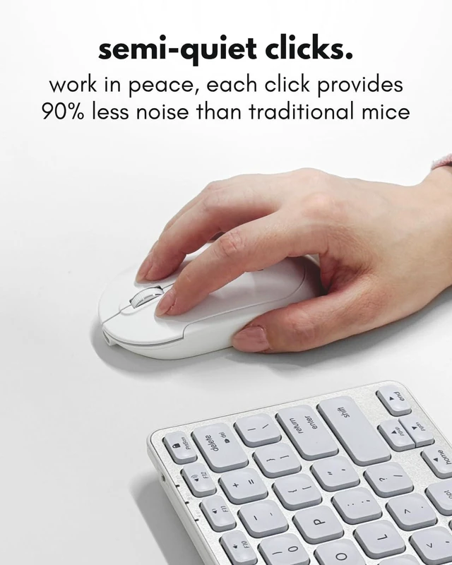 Alt view image 5 of 7 - Macally Wireless Bluetooth Mouse for Mac, MacBook Pro/Air, iPad, and PC - Quiet Click and Comfortable Compatible Apple Mouse Wireless - Rechargeable - White