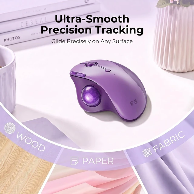 Alt view image 4 of 7 - seenda Wireless Trackball Mouse, Ergonomic Bluetooth Rollerball Mice,Purple
