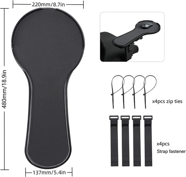 Alt view image 2 of 6 - Ergonomic Adjustable Arm Rest Mouse pad for Chair, Strap Fastener
