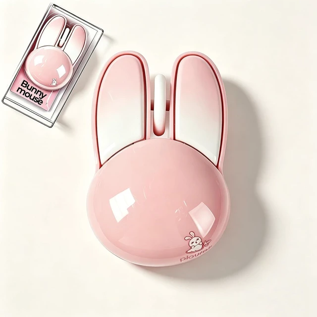 Main image of Wireless Mouse Cute Pink Mouse Kawaii Bunny Shape Rabbit Design Portable Silent Lightweight Quiet Cordless USB Optical Cordless Mice for PC Laptop Computer Mac MacBook Pro Desktop HP Kids Girls Gift