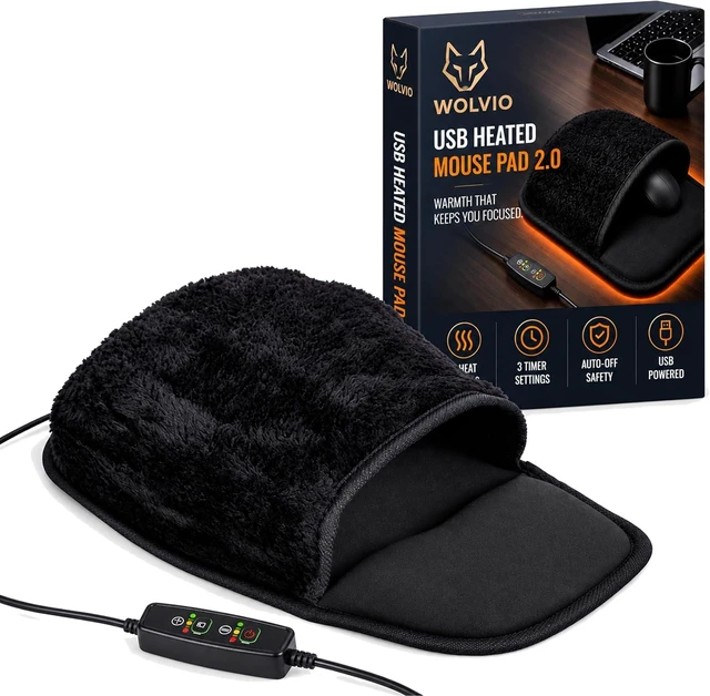 Main image of USB Heated Mouse Pad Hand Warmer - 3 Temperatures/Time Limits - Controller Included - Works with All PC Mice - Makes a Great Gift for PC Users