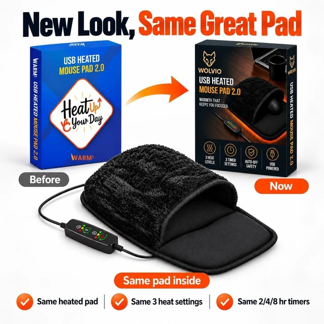 Alt view image 2 of 7 - USB Heated Mouse Pad Hand Warmer - 3 Temperatures/Time Limits - Controller Included - Works with All PC Mice - Makes a Great Gift for PC Users