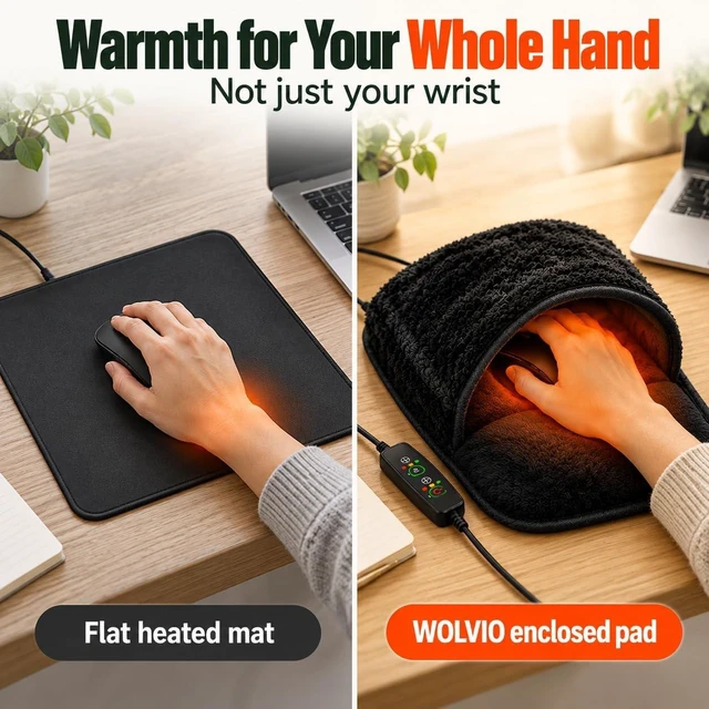 Alt view image 5 of 7 - USB Heated Mouse Pad Hand Warmer - 3 Temperatures/Time Limits - Controller Included - Works with All PC Mice - Makes a Great Gift for PC Users