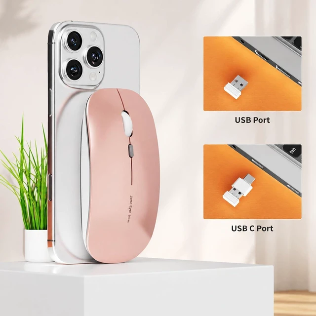 Alt view image 4 of 7 - Q5 Slim Rechargeable Wireless Mouse, Silent Computer Mouse Rose Gold