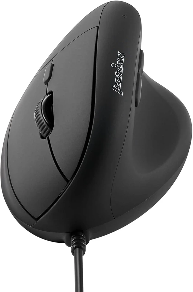 Main image of Perixx PERIMICE-508II Wired Vertical Ergonomic Mouse - 6 Buttons, Adjustable DPI 1000/1600/3200/6400, Optical Sensor, USB Plug and Play, Right-Handed, Black