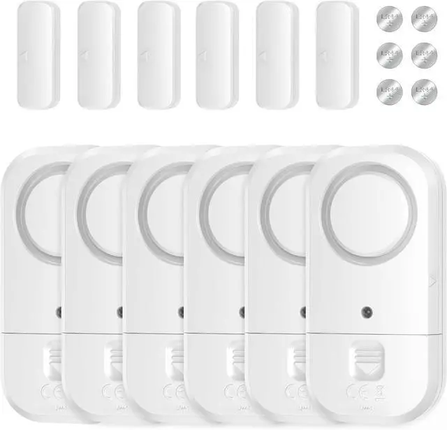 Main image of Door Window Alarm Sensors - Door Alarms for Kids Safety, Door Alarms for Home Security, for Home, Office, Store, Garage, Dorm Room, Apartment, RV, White, 6 Pack