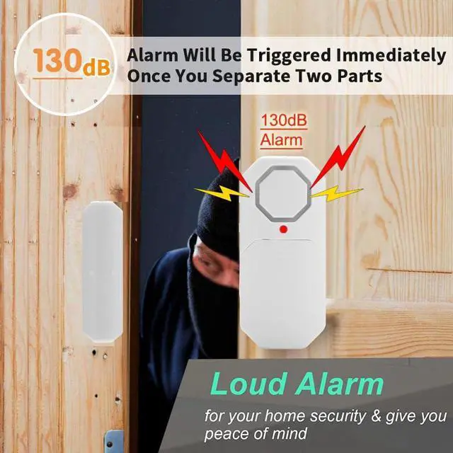 Alt view image 2 of 7 - Door Window Alarm When Opened for Home Security with Remote, Wireless Door Sensor Alarm for Kids Safety with Adjustable Volume ( 6Pcs Sensor +2Remote)
