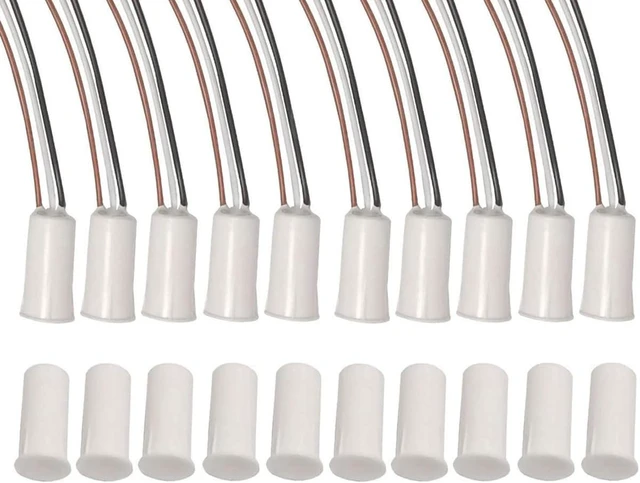 Main image of RC-33 NC/NO Recessed Wired Magnetic Reed Door/Window Switch, Contact Sensor for Home Security & Burglar Alarms, Sets of 10, White