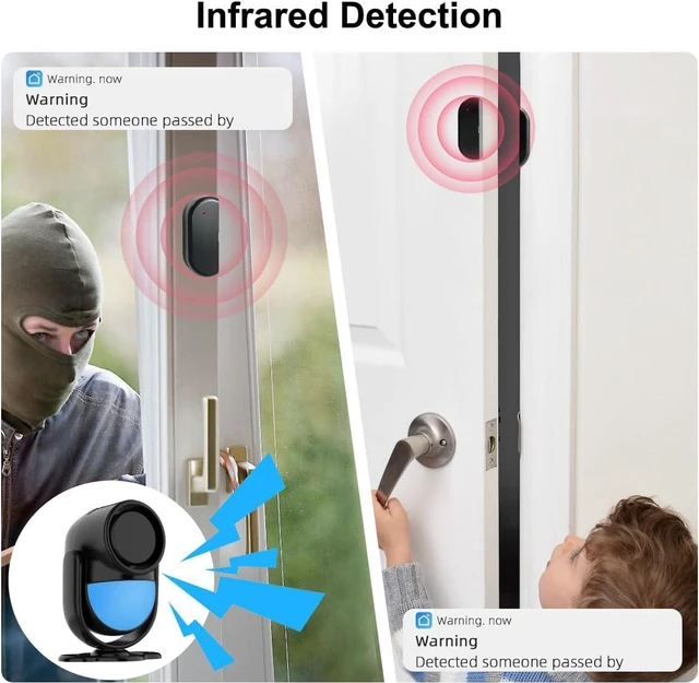 Alt view image 3 of 7 - 125dB WiFi PIR Motion Sensor Alarm Indoor, with Wireless DIY Smart Door/Window Alarm for Home Security with Phone APP Alert 4 Pieces-Kit, for Driveway, Shed, Home, Van, Shop