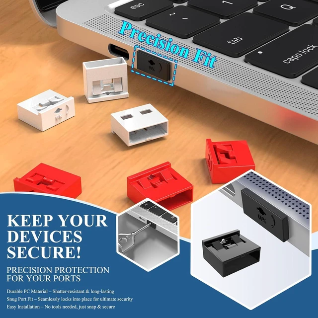 Alt view image 2 of 5 - 35 Pcs USB Port Blockers with 3 Locks for PC & Laptop, Removable Type-A Data Protection, Dust & Moisture Resistant (Mixed Colors)