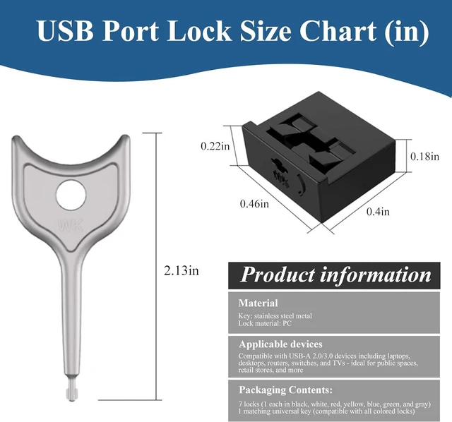 Alt view image 5 of 5 - 35 Pcs USB Port Blockers with 3 Locks for PC & Laptop, Removable Type-A Data Protection, Dust & Moisture Resistant (Mixed Colors)