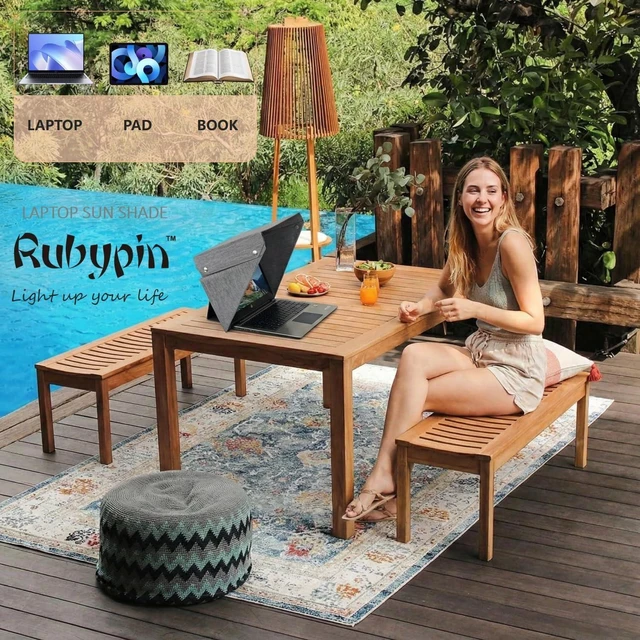 Alt view image 6 of 7 - Foldable Laptop Sun Shade & Privacy Shield Hood 14 15 16 Working Outside