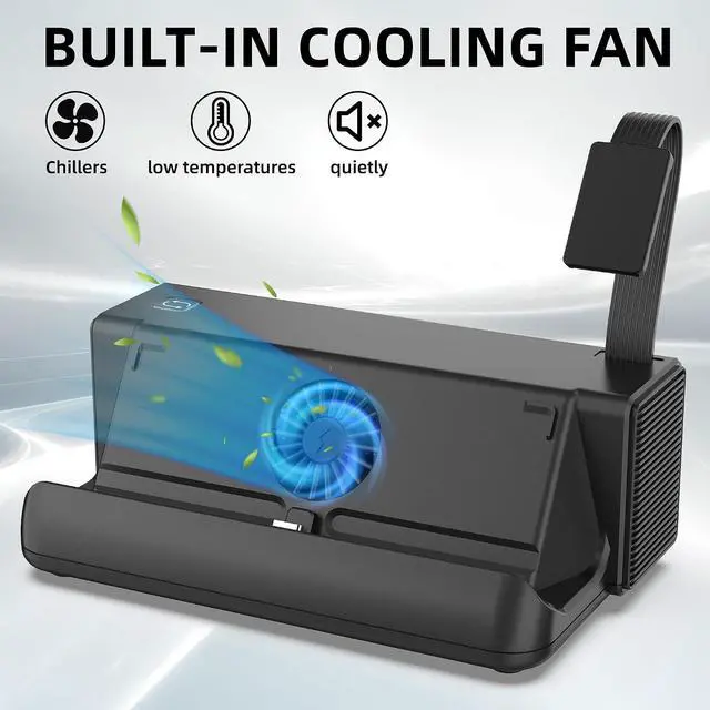 Alt view image 5 of 7 - Switch Dock Station with One-Key Card Switching, 4 Game Card Slots, Cooling Fan, 1080P HDMI Output, Type-C Power Input for Switch/Switch OLED, Portable TV Docking Station
