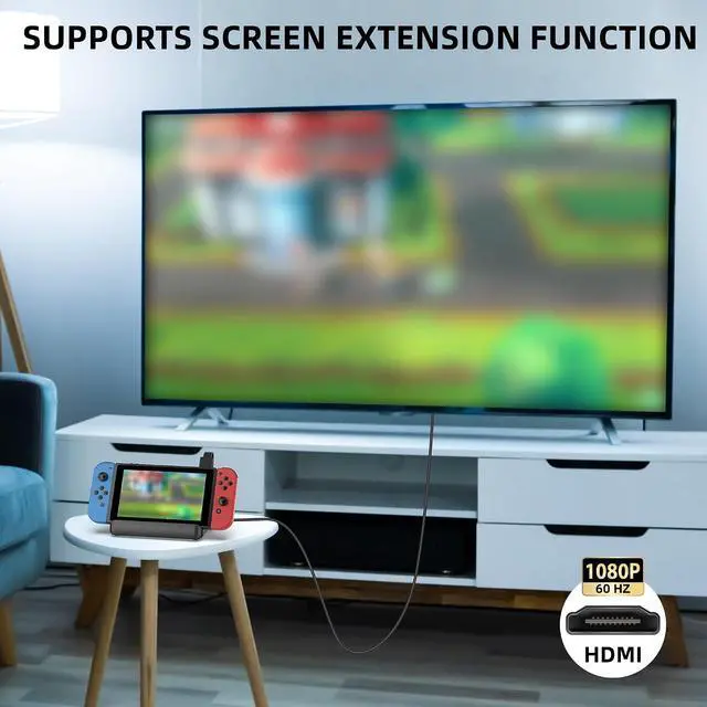 Alt view image 6 of 7 - Switch Dock Station with One-Key Card Switching, 4 Game Card Slots, Cooling Fan, 1080P HDMI Output, Type-C Power Input for Switch/Switch OLED, Portable TV Docking Station