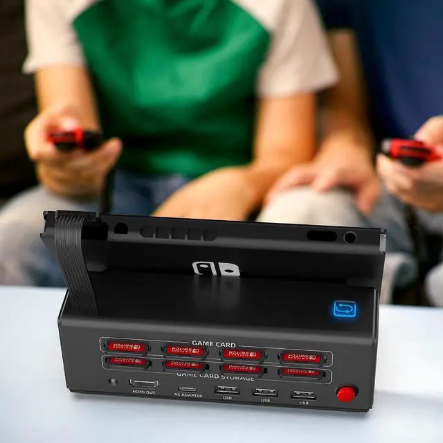 Alt view image 7 of 7 - Switch Dock Station with One-Key Card Switching, 4 Game Card Slots, Cooling Fan, 1080P HDMI Output, Type-C Power Input for Switch/Switch OLED, Portable TV Docking Station