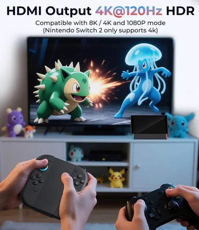 Alt view image 4 of 6 - for Nintendo Switch 2 Dock Station, Portable TV Docking Station Replacement with 4K@120Hz HDMI Adapter/2 USB Port/Type C Port for Nintendo Switch 2 ONLY (5)