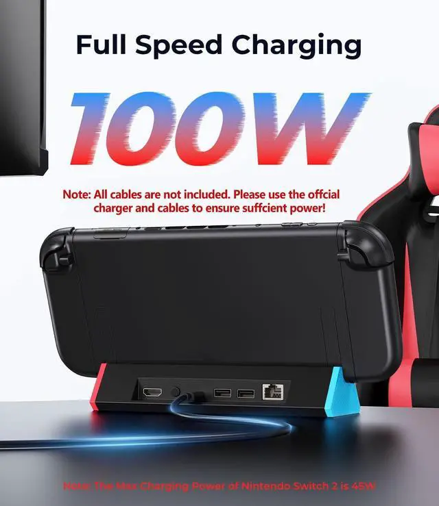 Alt view image 5 of 6 - for Nintendo Switch 2 Dock Station, Portable TV Docking Station Replacement with 4K@120Hz HDMI Adapter/2 USB Port/Type C Port for Nintendo Switch 2 ONLY (5)