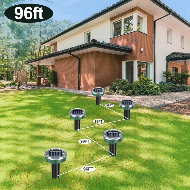 Alt view image 5 of 7 - 10 Pack Solar Powered Mole Repellent Ultrasonic Deterrent Spikes for Snake, Gopher, Groundhog & Vole, for Lawn, Garden & Yard