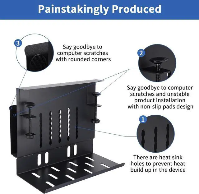 Alt view image 6 of 7 - Desk Side Storage, Under Desk Laptop Mount with Cable Tray