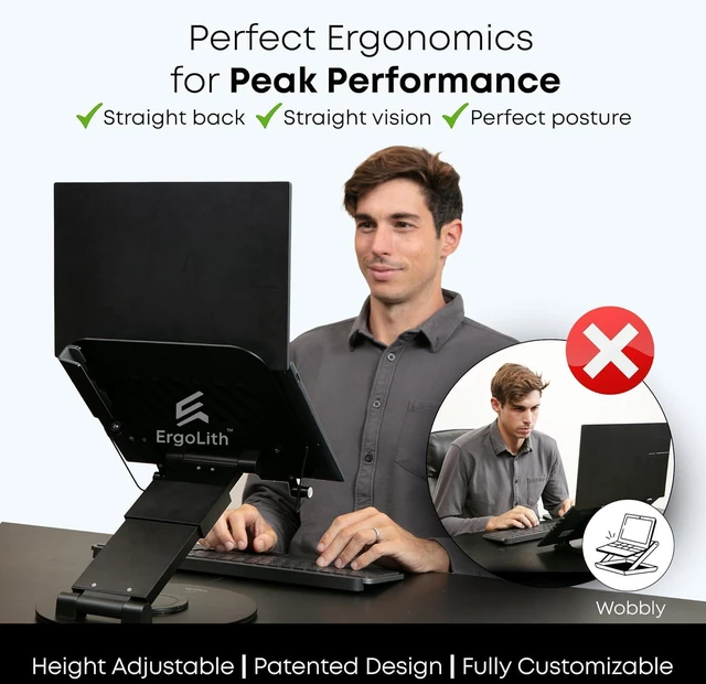 Alt view image 2 of 6 - 3-in-1 Adjustable Laptop Stand, Book Stand & Phone Holder 360° Rotating Display, 221" Height for Ergonomics, Stylish Patented Office Desk Accessory - Sky Black