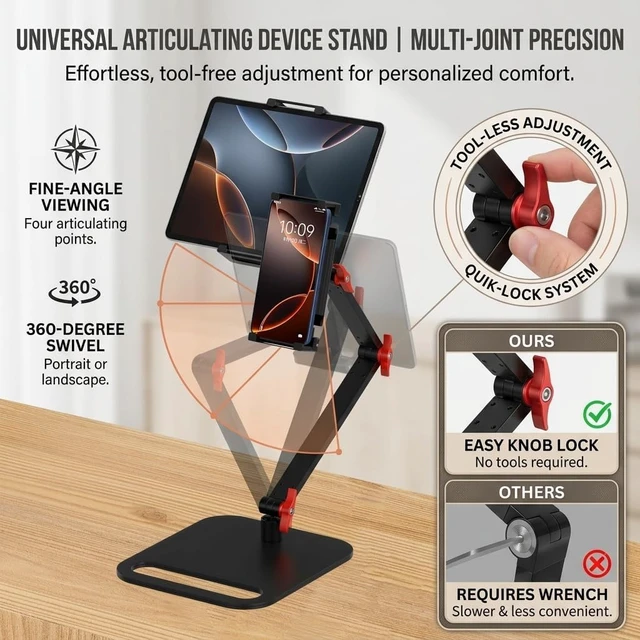 Alt view image 3 of 7 - Upgraded Portable Monitor Stand Tool-Free Adjustment Tablet Holder