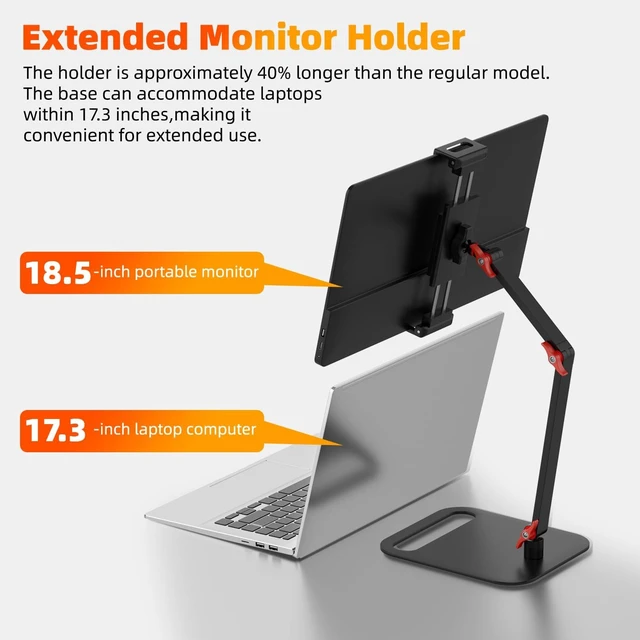 Alt view image 4 of 7 - Upgraded Portable Monitor Stand Tool-Free Adjustment Tablet Holder