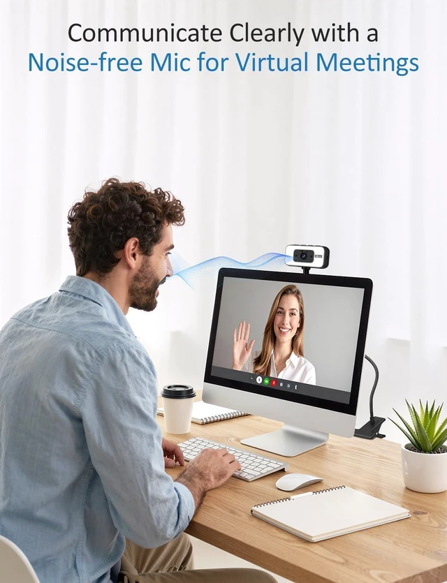 Alt view image 3 of 7 - 4K Webcam for PC with Light, PDAF Autofocus & Mic for Streaming