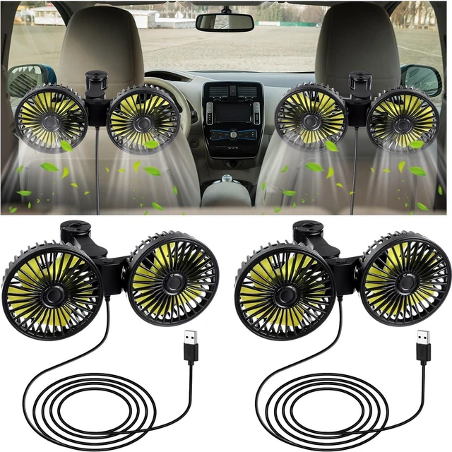 Main image of Tujoe 2 Pcs Dual Car Seat Fans for Portable USB Backseat Cooling 12v Headrest 360 Degree Rotatable Fan Powerful Electric Air Circulation for Vehicles Suv(USB Style)